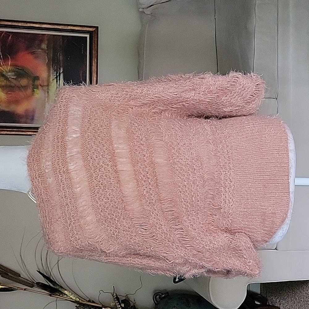 Puff & Bear Blush / Peach  Color Fuzzy Sweater - Picture 7 of 10